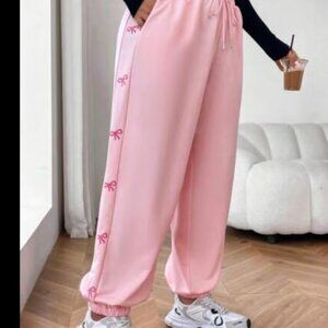 Pink Bow Sweatpants - Women's Size Medium